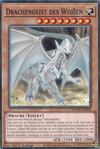 Drachengeist des Weißen Common SDWD-DE008 - Blue-Eyes White Destiny Karte - mit GamersHeaven Cardboard Guard von GAMERSHEAVEN