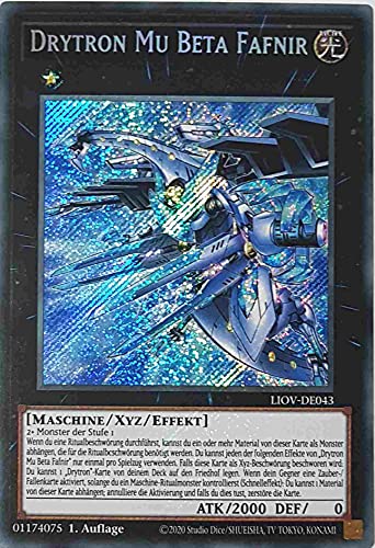 Drytron Mu Beta Fafnir Secret Rare LIOV-DE043 - Lightning Overdrive Karte - mit GamersHeaven Cardboard Guard von GAMERSHEAVEN