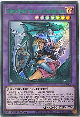 Dunkles Magier-Mädchen, die Drachenritterin (grün alternativ Art) Colorful Ultra Rare DLCS-DE006-V2-G - Dragons of Legend The Complete Series Karte - mit GamersHeaven Cardboard Guard von GAMERSHEAVEN