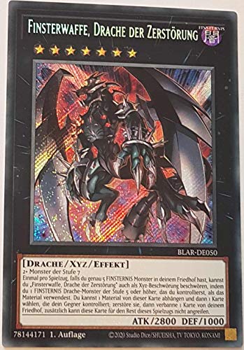 Finsterwaffe, Drache der Zerstörung Secret Rare BLAR-DE050 - Battles of Legend: Armageddon - mit GamersHeaven Cardboard Guard von GAMERSHEAVEN