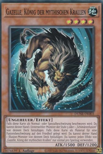 Gazelle, König der mythischen Krallen Super Rare DUNE-DE003 - Duelist Nexus - mit GamersHeaven Cardboard Guard von GAMERSHEAVEN