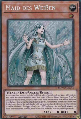 Maid des Weißen Secret Rare SDWD-DE041-SCR - Blue-Eyes White Destiny Karte - mit GamersHeaven Cardboard Guard von GAMERSHEAVEN