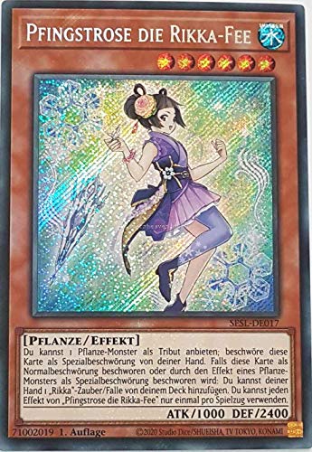 Pfingstrose die Rikka-Fee Secret Rare SESL-DE017 - Secret Slayers Karte - mit GamersHeaven Cardboard Guard von GAMERSHEAVEN