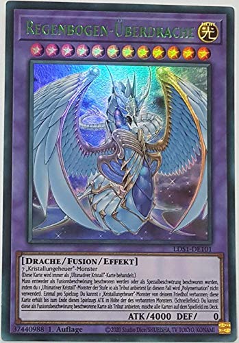 Regenbogen-Überdrache (grün) Colorful Ultra Rare LDS1-DE101 - Legendary Duelists: Season 1 - mit GamersHeaven Cardboard Guard von GAMERSHEAVEN