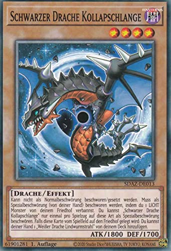 Schwarzer Drache Kollapschlange Common SDAZ-DE013 - Structure Deck Albaz Strike - mit GamersHeaven Cardboard Guard von GAMERSHEAVEN