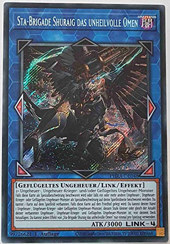 Sta-Brigade Shuraig das unheilvolle Omen Secret Rare PHRA-DE048 - Phantom Rage Karte - mit GamersHeaven Cardboard Guard von GAMERSHEAVEN