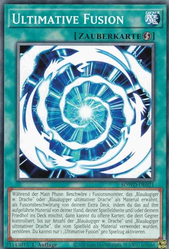 Ultimative Fusion Common SDWD-DE021 - Blue-Eyes White Destiny Karte - mit GamersHeaven Cardboard Guard von GAMERSHEAVEN