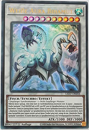 Weiße Aura Bihamut Ultra Rare LED7-DE056 - Legendary Duelists Rage of Ra Karte - mit GamersHeaven Cardboard Guard von GAMERSHEAVEN