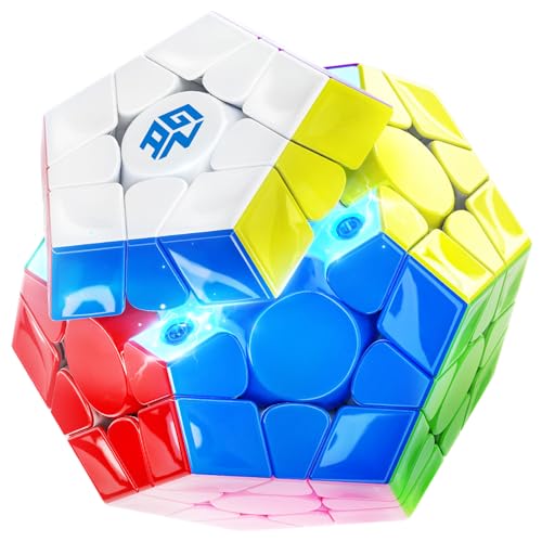 GAN Megaminx Zauberwürfel Maglev V2, Megamix Würfel mit 160 Magneten, Speed Cube Schnell & Glattes & Verstellbare Spannung & Anti-POP, Geschenk für Kind Erwachsene-2024 Vorzeigemodell, Grau(UV Coated) von GAN