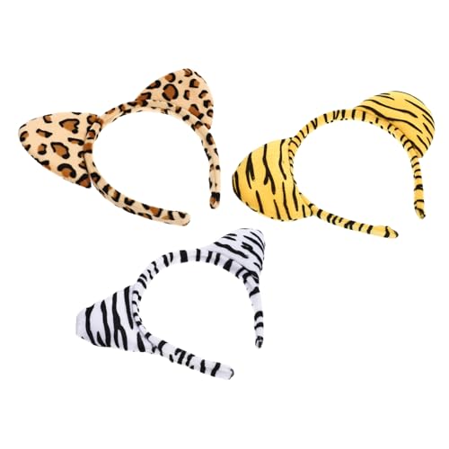 GANAZONO 3Stücke Cartoon Tierohren Haarreif Plüsch Stirnbänder Für Leopard Zebra Und Tiger Kreative Partyaccessoires Für Kostüme Und Feiern von GANAZONO