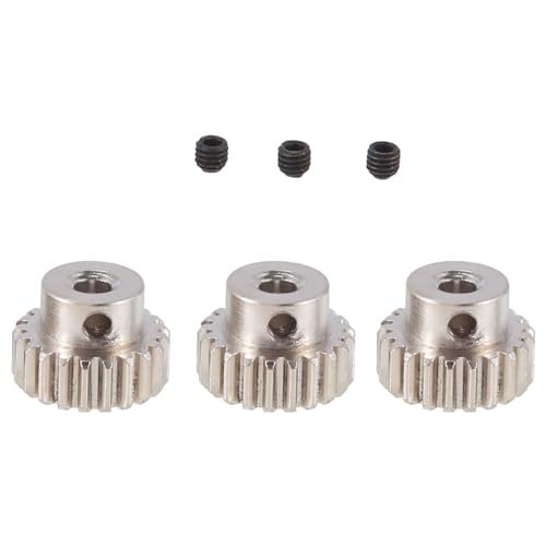 GANOMM 3 STÜCKE 3,175 mm Welle Metallritzel Motorgetriebe 32DP 48DP 64DP M0.6 M0.8 für 1/10 1/8 RC Auto 3650 3660 Zubehör 21t von GANOMM