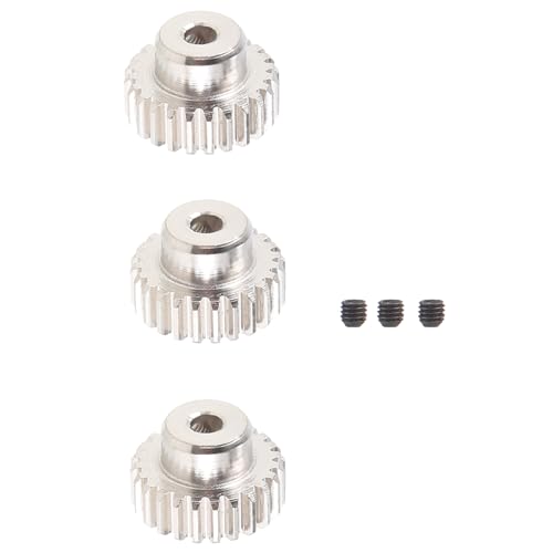 GANOMM 3 STÜCKE 3,175 mm Welle Metallritzel Motorgetriebe 32DP 48DP 64DP M0.6 M0.8 für 1/10 1/8 RC Auto 3650 3660 Zubehör 24t von GANOMM