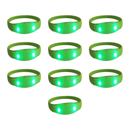 GANYKQ 10 Stück mehrfarbige LED-Armbänder, leuchtende Armbänder für Geburtstage und Raves, blinkende Armbänder, Party-Zubehör (grün) von GANYKQ