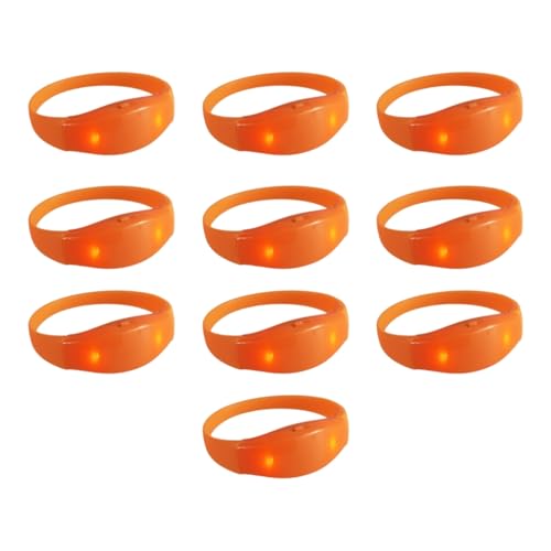 GANYKQ 10 Stück mehrfarbige LED-Armbänder, leuchtende Armbänder für Geburtstage und Raves, blinkende Armbänder, Party-Zubehör (orange) von GANYKQ