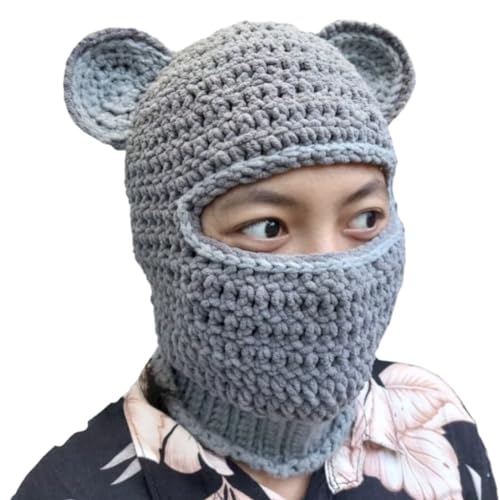 GANYKQ Bärenhut, Panda-Kopf, Foto-Requisiten, Neujahr, dicker Halloween-Hut für Erwachsene und Kinder, gestricktes Chenille-Garn, Halswärmer von GANYKQ