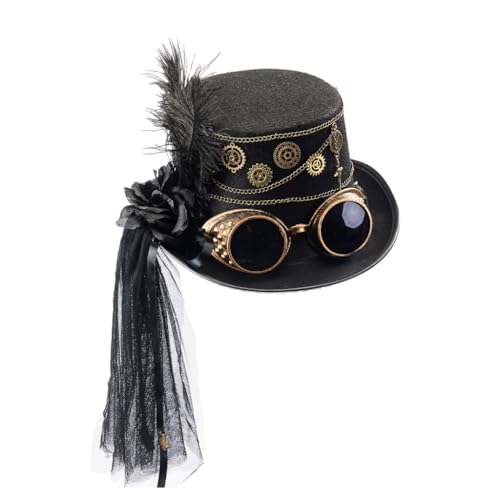 GANYKQ Uni Zylinder Industrial Age Handmade Gear Cosplay für handgefertigte Party Industrial Age Goggles Top Hat von GANYKQ