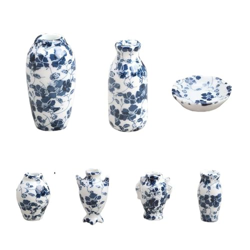 GAOINTELL 1:12 Puppenhaus Vase Für Vase Gefäß Vase Blaues Und Weißes Porzellan Mit Starkem Chinesischen Dekor Puppenhaus Miniatur Küchenzubehör von GAOINTELL