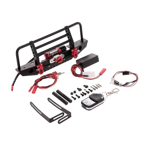 GAOINTELL Auto Metall Set Stoßstange Mit Seilwinde Stoßstangen Set Teile Mit 2 LEDs Fernbedienungsempfänger Für SCX10-Modell 1/10 Autoscooter Für Kinder 1/10 Crawler Set Road Rage Sharper Metal Set von GAOINTELL