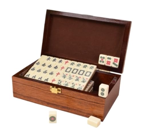 GAOJUNAN Mahjong Fliesen, 144 Fliesen Mahjong Set Familienbrettspiele Tragbares Mahjong Set Mahjong Spiel Familienspiele Mit Box Chinesisches Mah Jong(A) von GAOJUNAN