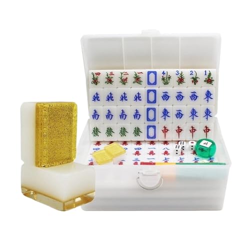 GAOJUNAN Mahjong Fliesen, 144 Spielsteine, Reise-Mahjong-Set, Mah-Jongg-Tisch, Majiang-Brett, Schachspiel, Chinesischer Stil Chinesisches Mah Jong(38mm) von GAOJUNAN