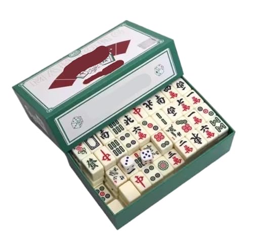 GAOJUNAN Mahjong Fliesen, Chinesische Mahjong-Würfel-Aufbewahrungsbox, Tragbarer Koffer, Komplettes Mahjong-Spielset, Geeignet for Reisen Chinesisches Mah Jong von GAOJUNAN