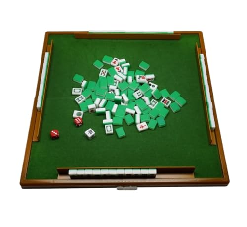 GAOJUNAN Mahjong Fliesen, Chinesisches Mahjong-Acryl-Mahjong Mit 144 Spielsteinen Und Klapptisch. Klassisches Tragbares Mah-Jongg-Spielset Chinesisches Mah Jong von GAOJUNAN