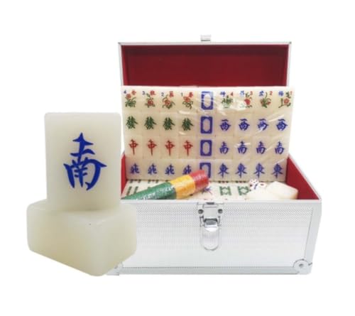 GAOJUNAN Mahjong Fliesen, Chinesisches Mahjong-Set, 144 Mahjong-Steine ​​mit Aufbewahrungsbox, Geeignet for Reisen Und Familien-Mah-Jongg-Spiele Chinesisches Mah Jong(42mm) von GAOJUNAN