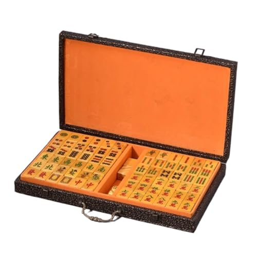 GAOJUNAN Mahjong Fliesen, Holz Chinesisches Mahjong-Set Mit 144 Tragbaren Professionellen Chinesischen Mahjong-Sets Mit Kofferbox Mah Jong Chinesisches Mah Jong von GAOJUNAN