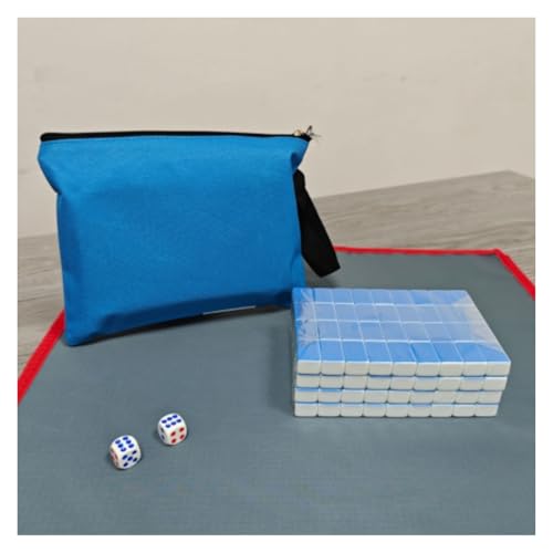 GAOJUNAN Mahjong Fliesen, Kleines Mahjong-Reise-Familien-Mahjong-Spiel Mit 144 Gravierten Spielsteinen. Haushalts-Hand-Mahjong Chinesisches Mah Jong(Blue) von GAOJUNAN