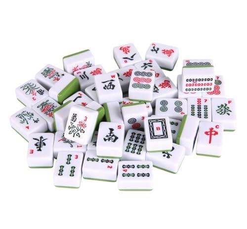 GAOJUNAN Mahjong Fliesen, Mah Jong, Chinesisches Mahjong, Klassisches Mahjong-Set, 144 Spielsteine ​​mit 2 Würfeln, for Zuhause, Familie, Wohnheim, Party Chinesisches Mah Jong von GAOJUNAN