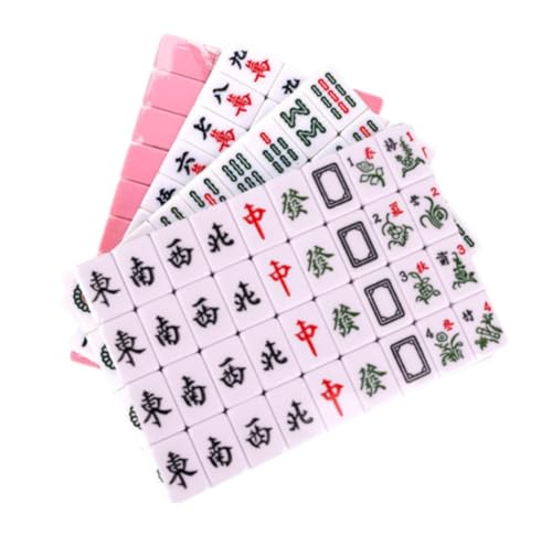 GAOJUNAN Mahjong Fliesen, Mah Jong Mahjong-Fliesen, Haushalt, Hand-Mahjong-Fliesen, Schlafsaal, Mahjong-Fliesen, Mahjong, 144 Blatt Chinesisches Mah Jong(Pink) von GAOJUNAN