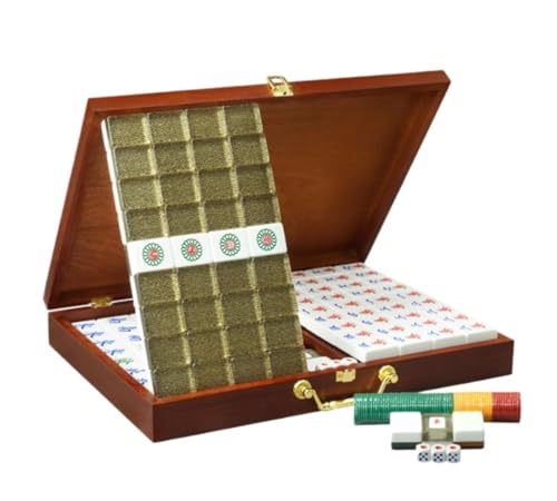 GAOJUNAN Mahjong Fliesen, MahJongg 144 Fliesen-Set, Chinesisches Mahjong-Set, Haushalts-Acryl-Mahjong-Spiel Mit Box Chinesisches Mah Jong(42mm) von GAOJUNAN