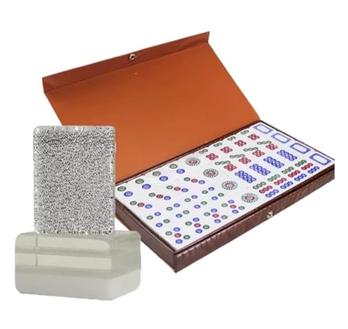 GAOJUNAN Mahjong Fliesen, MahJongg 144 Spielsteine, Chinesisches Mahjong, Leicht Lesbares Spielset, Chinesisches Mahjong-Spielset Mit Box Chinesisches Mah Jong(Silver) von GAOJUNAN