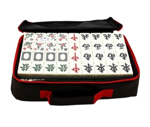 GAOJUNAN Mahjong Fliesen, MahJongg 144 Spielsteine, Chinesisches Mahjong-Set, Familien-Tischbrettspiel Mit Aufbewahrungstasche Chinesisches Mah Jong(38mm) von GAOJUNAN