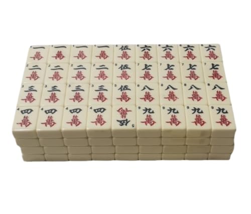 GAOJUNAN Mahjong Fliesen, MahJongg-Fliesen-Set, Chinesische Nummerierte Fliesen, Mahjong-Set, Traditionelles Chinesisches Mahjong-Set Mit 144 Fliesen Chinesisches Mah Jong(22mm) von GAOJUNAN