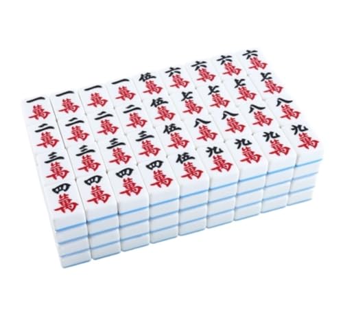 GAOJUNAN Mahjong Fliesen, Mahjong, Großes Zahlen-Mahjong Mit 144 Gravierten Kacheln, for Den Haushalt, Reisen, Hand-Mahjong Chinesisches Mah Jong(Blue,40mm) von GAOJUNAN