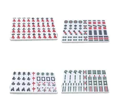 GAOJUNAN Mahjong Fliesen, Mahjong, Klassischer Chinesischer Mahjong Mit 144 Gravierten Kacheln, Tragbares Reise-Familien-Mahjong-Spiel, Mahjong Chinesisches Mah Jong(38mm) von GAOJUNAN