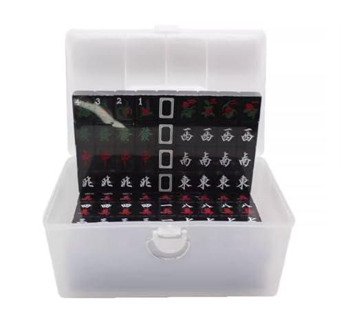 GAOJUNAN Mahjong Fliesen, Mahjong 144 Fliesen Schwarz Mahjong Haushalt Hand Mahjong Box Fliesen for Reiseparty Chinesisches Mah Jong(A,39mm) von GAOJUNAN