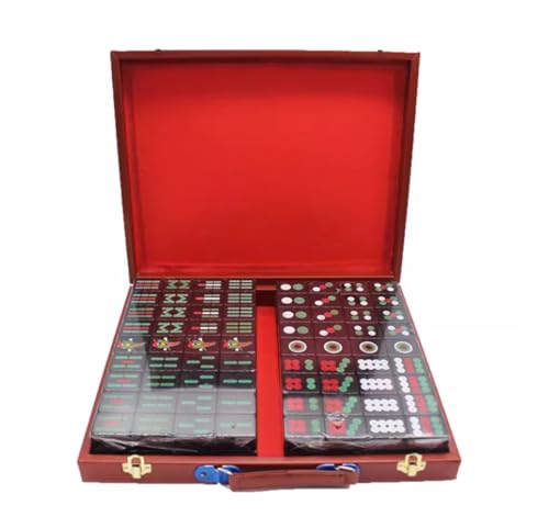 GAOJUNAN Mahjong Fliesen, Mahjong 144 Fliesen Schwarz Mahjong Haushalt Hand Mahjong Box Fliesen for Reiseparty Chinesisches Mah Jong(C,39mm) von GAOJUNAN