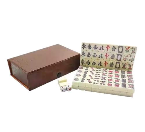 GAOJUNAN Mahjong Fliesen, Mahjong Chinesisches Mahjong-Set Mit Box, Reiseparty, Mahjong-Set for Vier Personen, 144 Spielsteine Chinesisches Mah Jong von GAOJUNAN