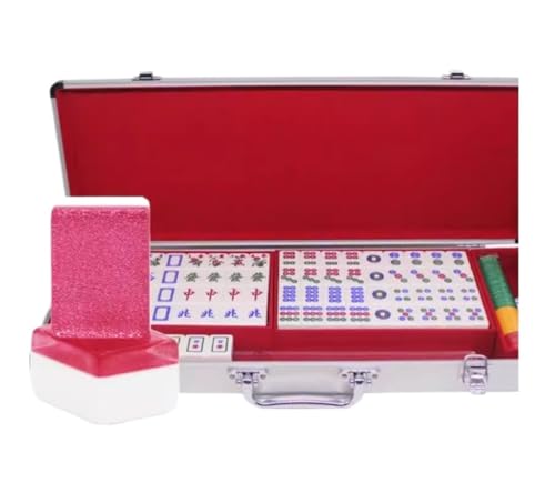 GAOJUNAN Mahjong Fliesen, Mahjong-Fliesen Kristall Haushalt Hand Mahjong-Fliesen Hand Spielen Mahjong 152 Fliesen Spiele Mahjong Chinesisches Mah Jong(Pink) von GAOJUNAN