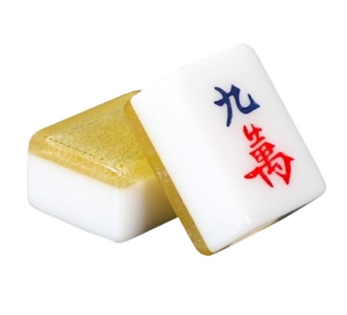 GAOJUNAN Mahjong Fliesen, Mahjong Haushaltskristall-Acryl-Mahjong Mit 144 Gravierten Kacheln, Unterhaltung, Reisen, Familie, Mahjong Chinesisches Mah Jong(Gold) von GAOJUNAN