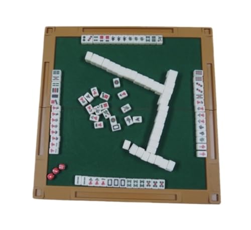 GAOJUNAN Mahjong Fliesen, Mahjong-Set, 144 Kacheln, Tragbar, Mahjong Mit Klappbarem Spieltisch, Majiang-Reiseset, Familienfreizeit Chinesisches Mah Jong von GAOJUNAN