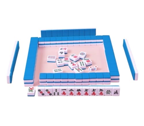 GAOJUNAN Mahjong Fliesen, Mahjong-Set, 144 Spielsteine, Spiele, Heimspiele, Chinesisch, Familie, Mah-Jong, Tischspiel, Chinesisch Chinesisches Mah Jong(Blue,24mm) von GAOJUNAN