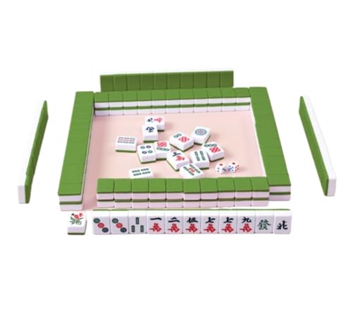 GAOJUNAN Mahjong Fliesen, Mahjong-Set, 144 Spielsteine, Spiele, Heimspiele, Chinesisch, Familie, Mah-Jong, Tischspiel, Chinesisch Chinesisches Mah Jong(Grün,24mm) von GAOJUNAN