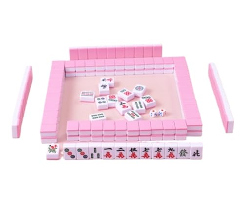 GAOJUNAN Mahjong Fliesen, Mahjong-Set, 144 Spielsteine, Spiele, Heimspiele, Chinesisch, Familie, Mah-Jong, Tischspiel, Chinesisch Chinesisches Mah Jong(Pink,24mm) von GAOJUNAN