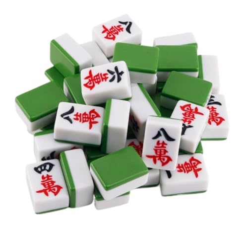 GAOJUNAN Mahjong Fliesen, Mahjong-Set, Partyspiel, Traditionelles Spiel, Klassisches Chinesisches Mahjong-Set, 144 Spielsteine Chinesisches Mah Jong(Grün) von GAOJUNAN