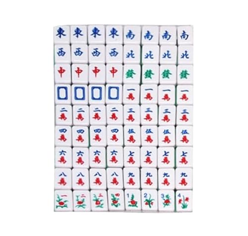 GAOJUNAN Mahjong Fliesen, Mahjong-Set, Tragbar, 144 Mahjong-Set, Mah-Jong-Tisch, Traditionelles Spiel, Reise-Mahjong-Set Chinesisches Mah Jong von GAOJUNAN