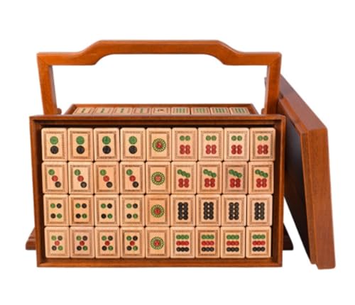 GAOJUNAN Mahjong Fliesen, Mahjong-Set Aus Schwarzem Walnussholz, MahJongg-Fliesen-Set Mit Mahjong-Box, 144 Fliesen Chinesisches Mah Jong(A) von GAOJUNAN