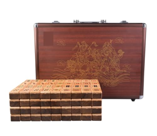 GAOJUNAN Mahjong Fliesen, Mahjong-Set Aus Schwarzem Walnussholz, MahJongg-Fliesen-Set Mit Mahjong-Box, 144 Fliesen Chinesisches Mah Jong(B) von GAOJUNAN